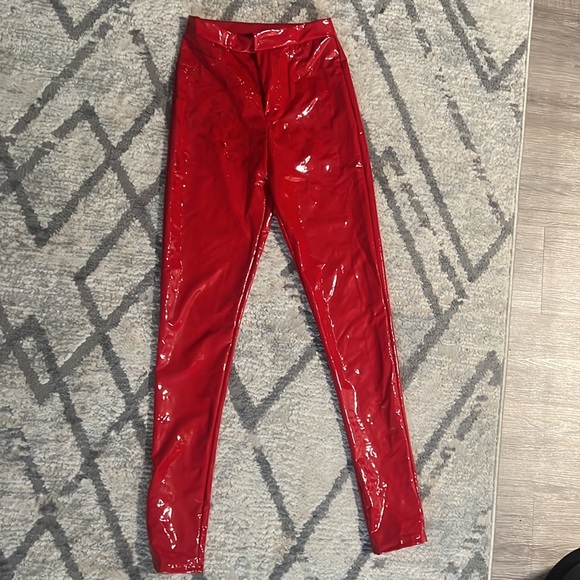 red latex skinny pants - Picture 3 of 5